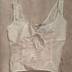 Princess Polly White Tie Front Tank Top